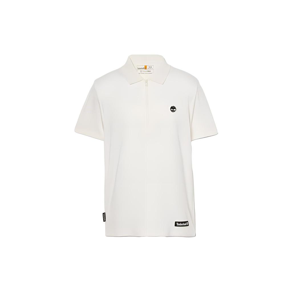 Timberland Embroidered Print Casual Half-Zip Short Sleeve Polo Shirt Men Polo Shirts White A6861-CM9