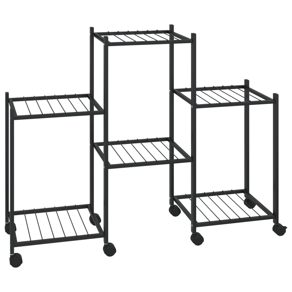 Plant Stand with Wheels 83 x 25 x 63.5 cm Black Iron