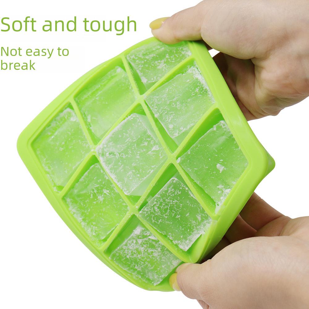 Tavă de gheață din silicon cu 9 grile cu capac - Cuburi de gheață și matriță pentru alimente pentru bebeluși