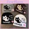 Cat Pattern Letter Embroidery Knit Hat For Women Autumn Winter Warmth
