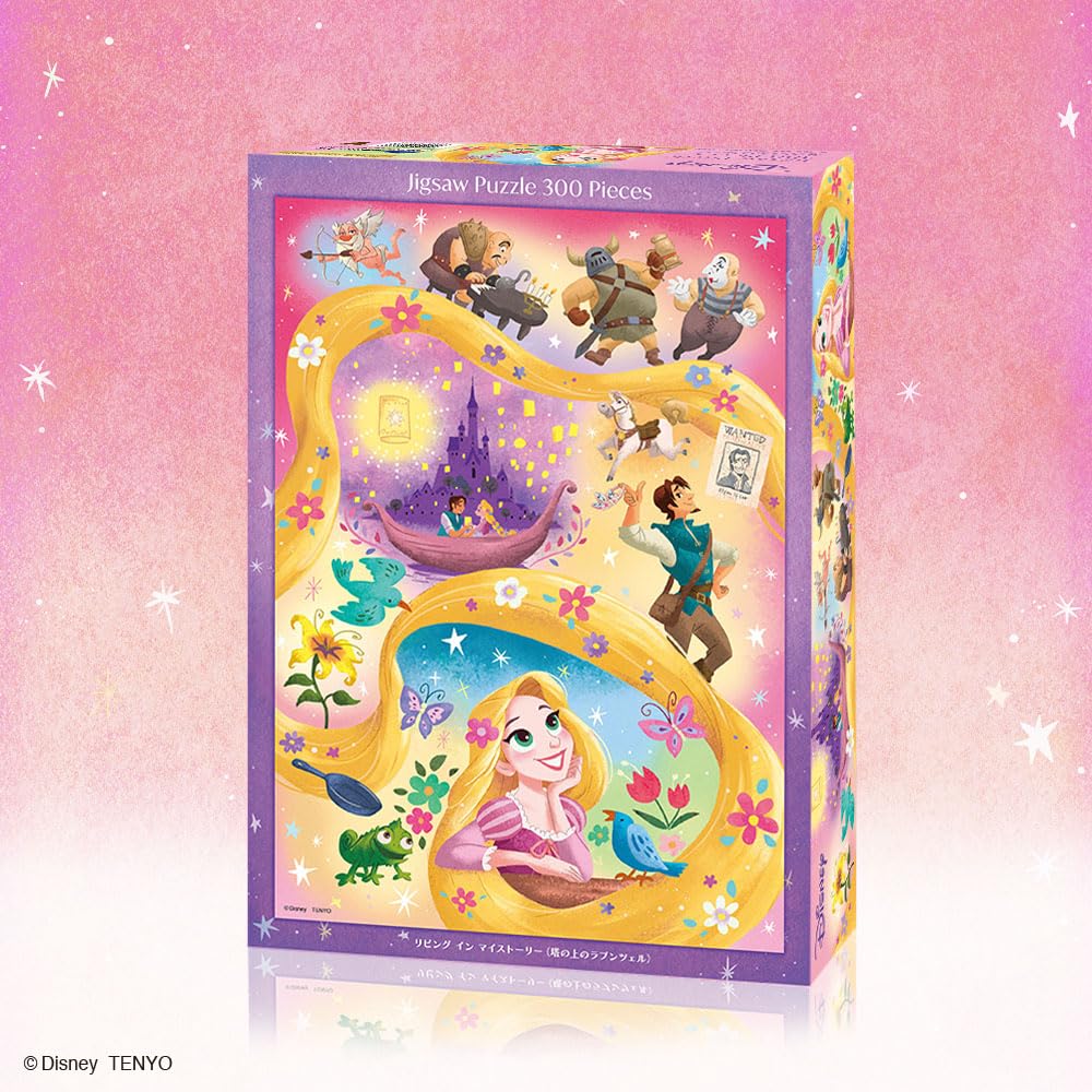 Tenyo [Made in Japan] 300-Piece Jigsaw Puzzle Disney Living in My Story (Tangled) (30.5x43cm) D-300-077, Includes Glue, Spatula, and Service Card