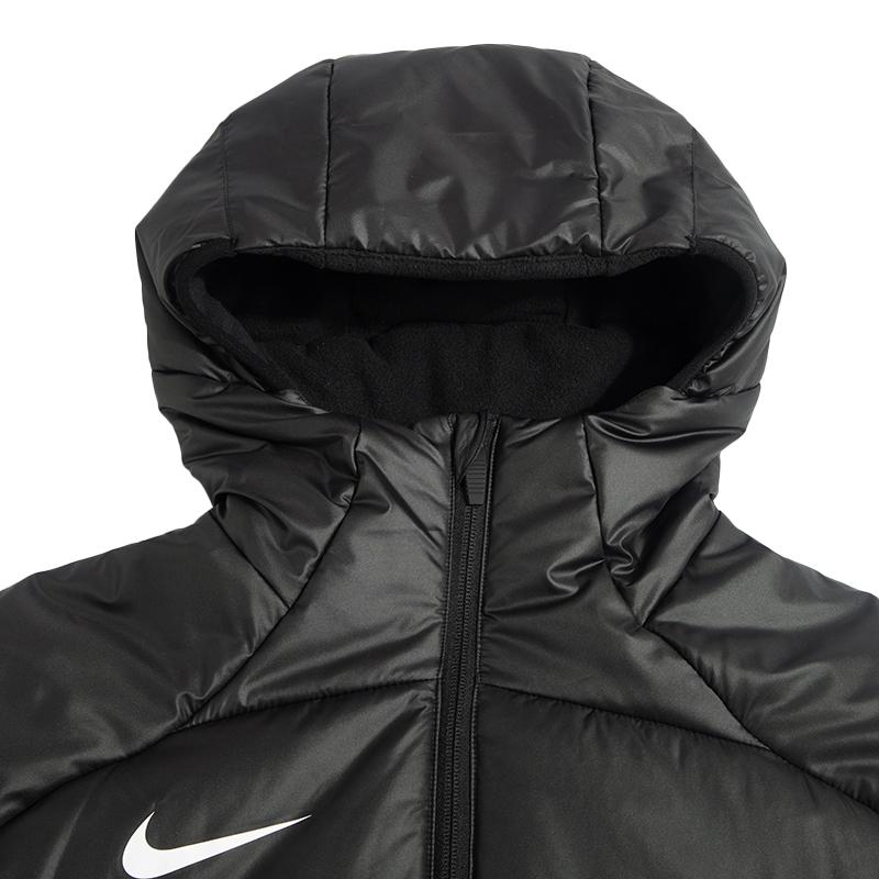 Nike Jednobarevný sportovně ležérní dlouhý bavlněný kabát s kapucí Pánské kabáty Černý DJ6307-010