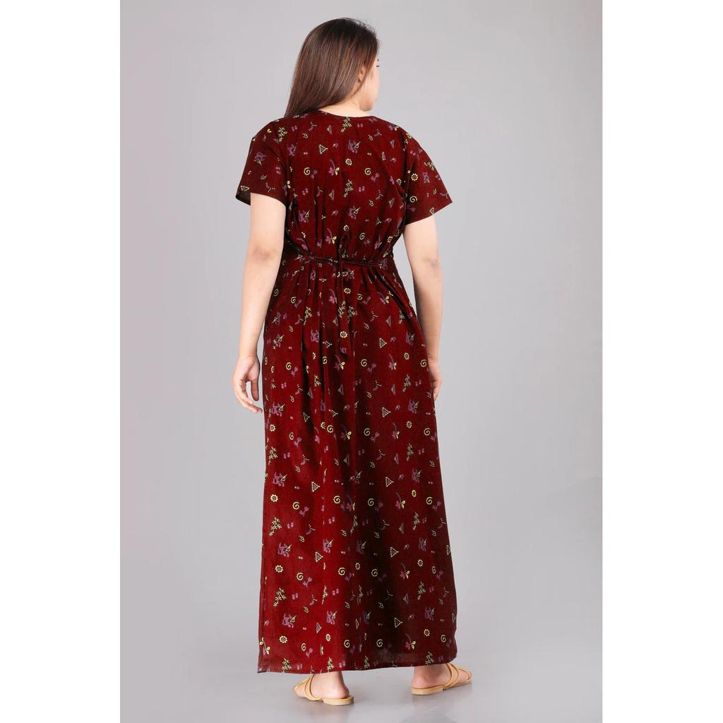 Cotton Floral Printed Daily Wear Nighty Women Lightweight Sleepwear Night Gown