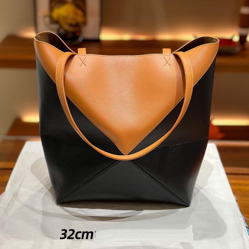 New Puzzle+fold Deformation Folding Geometric Tote Bag Contrasting Color Single Shoulder Crossbody Handbag Large Capacity Women's Bag
