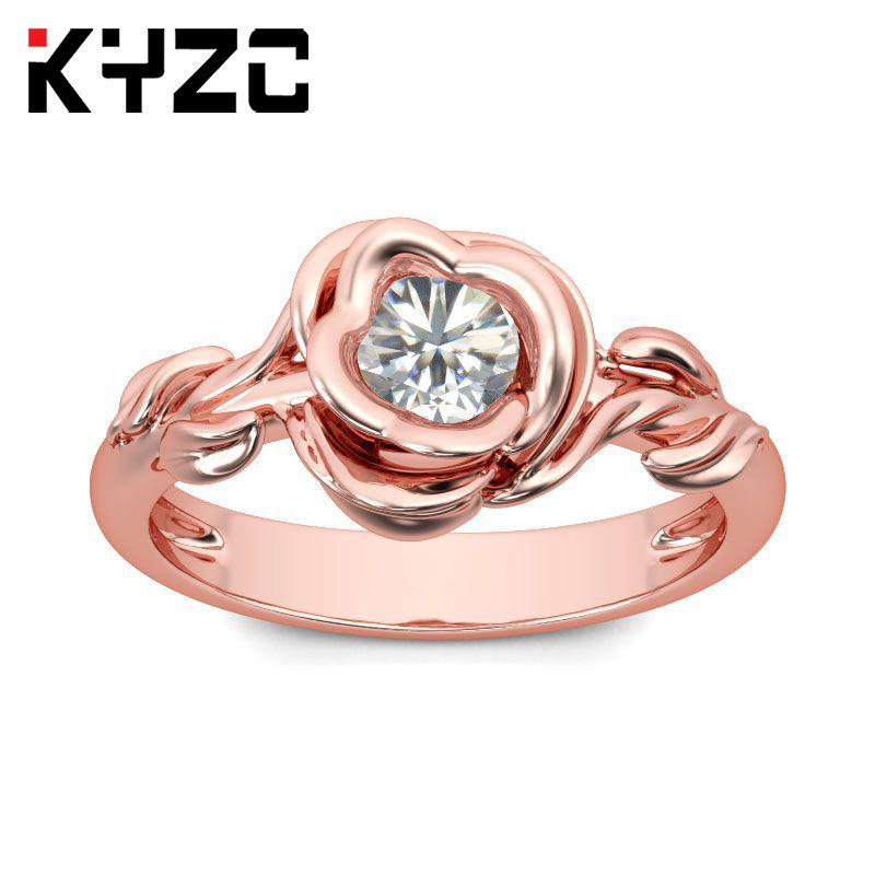 High Quality Women'S Rose Zircon Ring Copper Creative Flower Ring