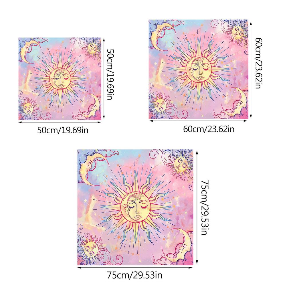 Colorful Tarot Table Cover Sacred Cloth Tarot Tablecloth Sun Star Moon Tablecloth for Spiritual Practice Party Decors