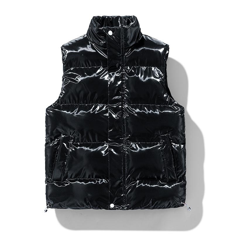 

Glossy Vests for Men and Women In Winter New Loose Casual Cotton Jacket Couples Thickened Stand Collar Vest Jacket XS