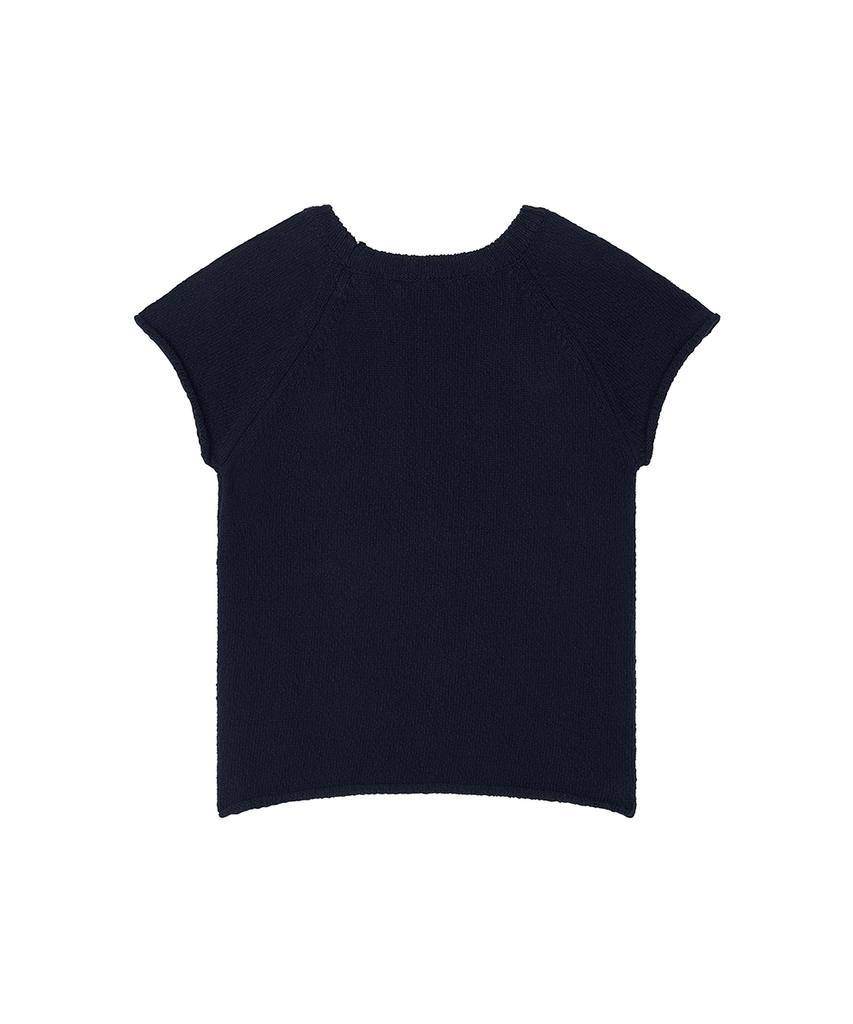Lotaib Lettering Logo Short-Sleeved Knit - Navy