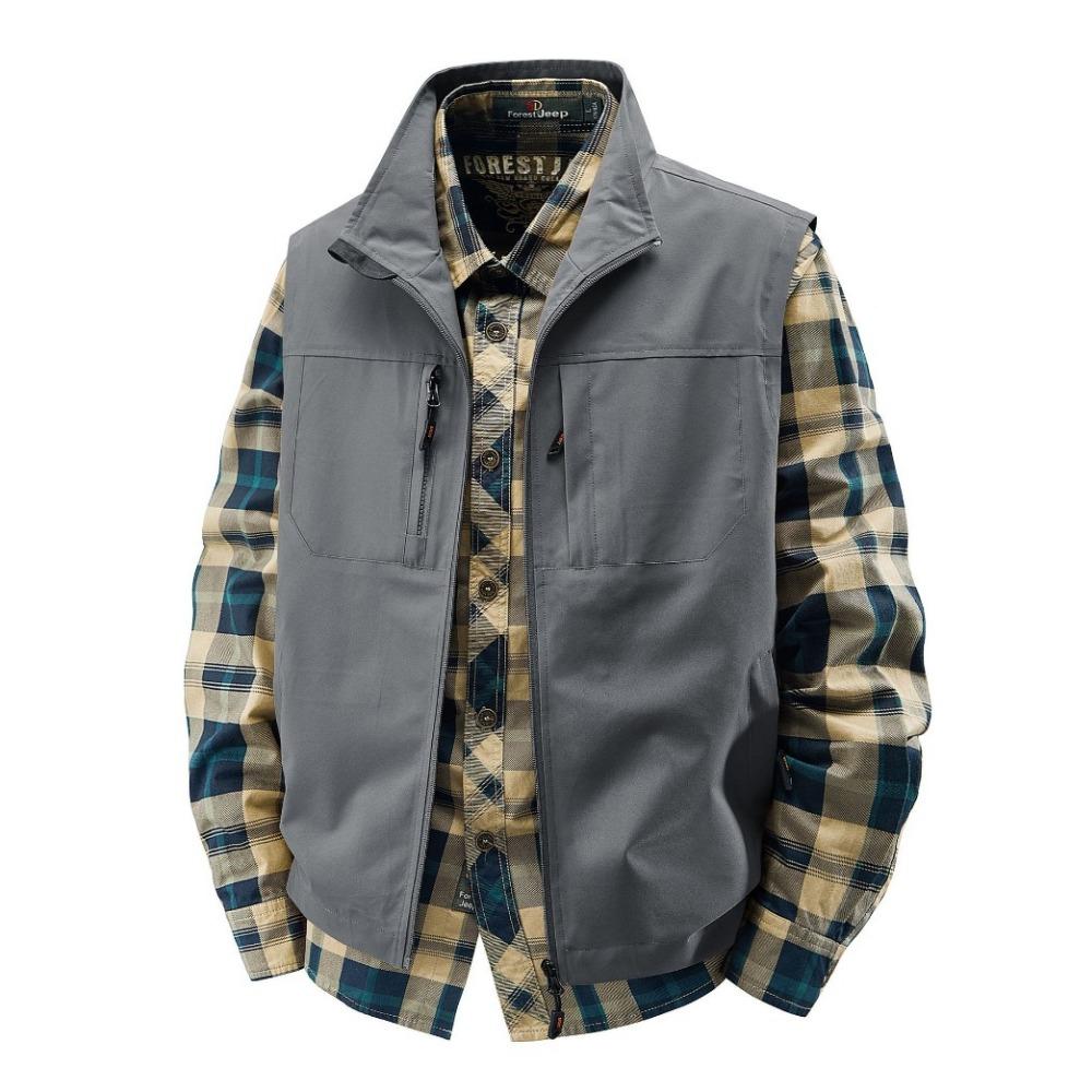 Summer Men Outdoor Breathable Sleeveless Vest Men Casual Multi Pocket Vest Man Cargo Safari Work Waistcoat Plus Size 6XL