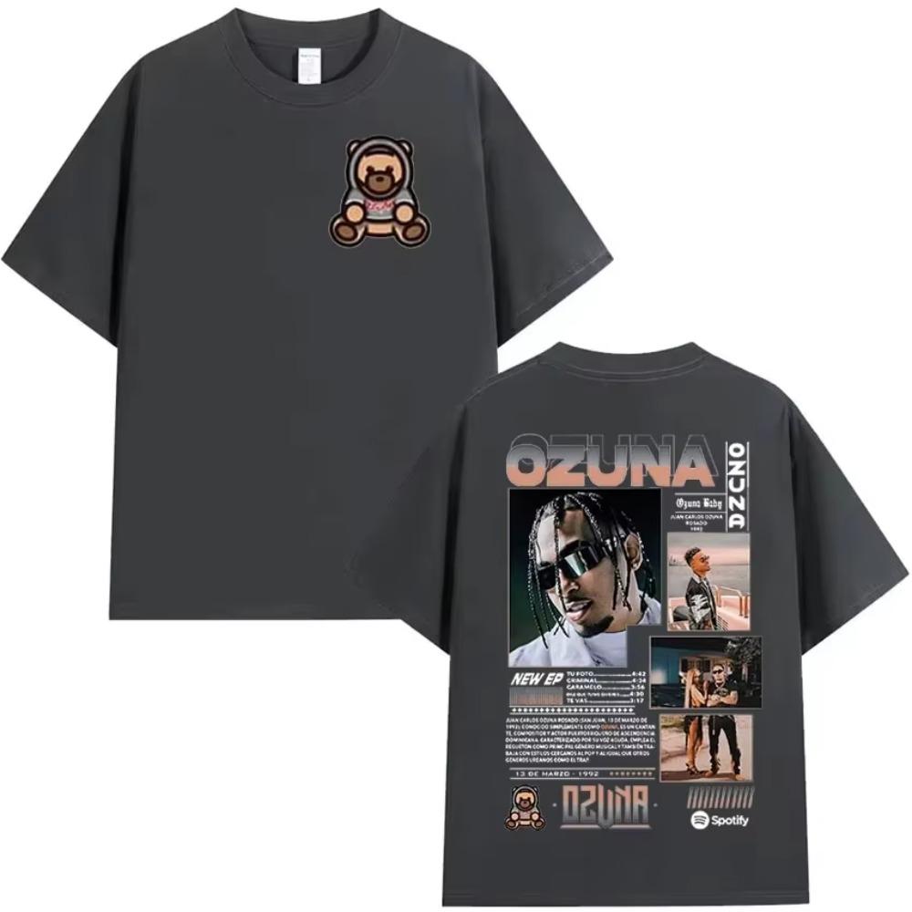 Rapper Ozuna 2024 Album Graphic T Shirts Men's Retro Fashion Short Sleeve T-shirt Man Hip Hop Oversized Cotton Tshirt Streetwear