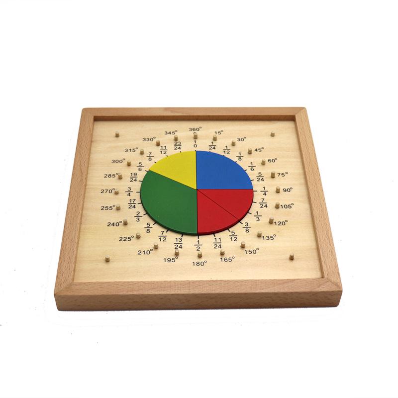 Montessori Circular Fraction Board - Wooden Math Puzzle for Early Childhood Education
