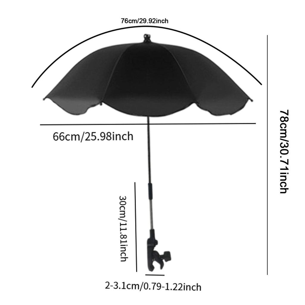 Beach Chair Parasols Stroller Umbrella, Adjustable Child Stroller Umbrella Clamp 360° Tear Resistant for Travel Patio Outdoor