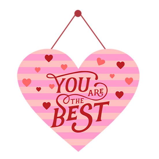 Türschild zum Valentinstag, romantisches Türschild zum Aufhängen an der Haustür, rotes Herzmuster, Brief „Happy Valentine's Day“, gedruckt, 14. Februar, Wandkranz-Dekoration