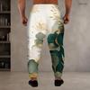 Men S Plus Size Blue Gold Printed Drawstring Waist Side Pockets Cuffed Ankle Jogger Pants