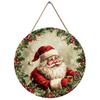 Vintage Santa Claus Pattern Natural Wood Sign Round Wooden Hanging Plaque Indoor Outdoor Door Decor Christmas Festive Home Wall Ornaments