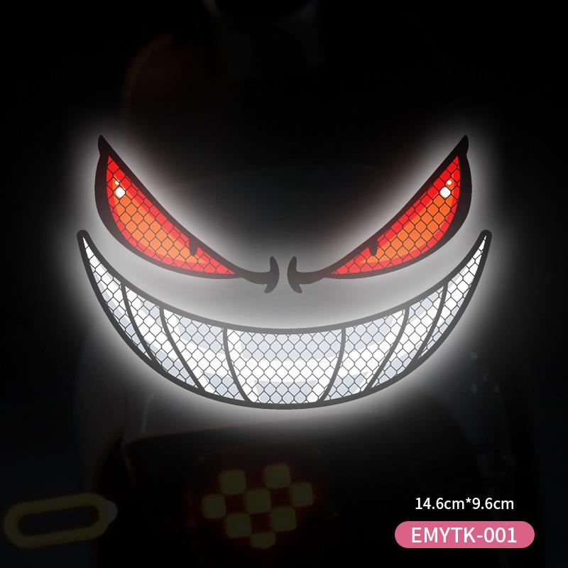 Devil Eye Reflective Sticker for Electric Cars & Motorcycles - Custom Decoration for Helmets and Vehicles