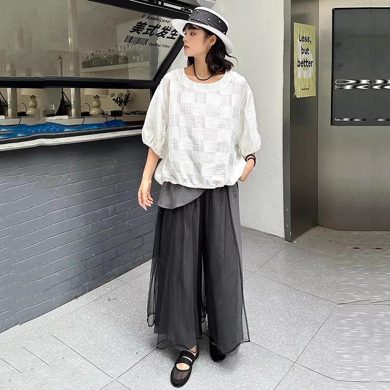 XITAO Patchwork Mesh Elastic Waist Female Pant ZMY1343