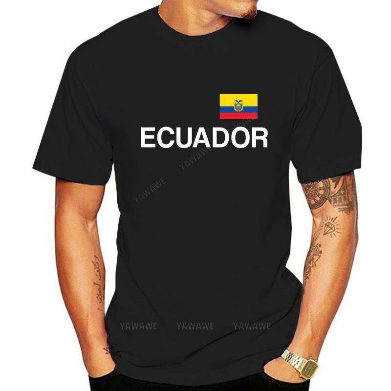 Baumwoll-Oberteil Ecuador T-Shirt Schwarz Weiß mit Flagge S bis 3XL Südamerika Quito Republik Mann Sommer Kurzarm Marken-T-Shirt