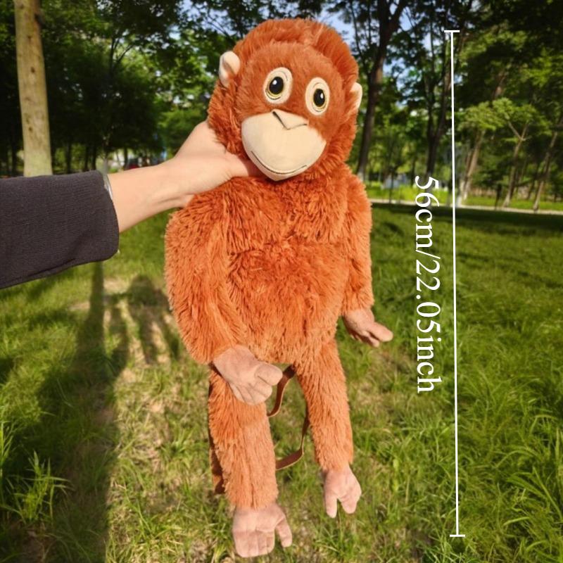 Cute Red Gorilla Plush Backpack Simulation Monkey Doll Super Soft Stuffed Orangutan Bag Kawaii Cartoon Friend Gift Car Decor