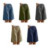 Pantaloncini Bermuda da Donna al Ginocchio Vita Alta Larghi con Tasche Vita Elasticizzata Estivi Cotone Lino Pantaloncini da Spiaggia per Vacanze