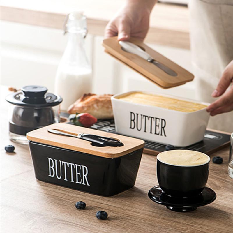 Nordic Ceramic Butter Dish with Knife - European Design