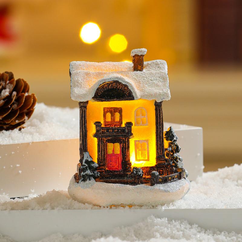 Festive Glowing Resin Small House - Holiday Window Display & Kids' Gift