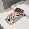 Lucky Start Phone Case For iPhone 17 16 15 14 13 12 11 Pro Max 16E Gold Electroplated glass shell  Orange Flowers Cover
