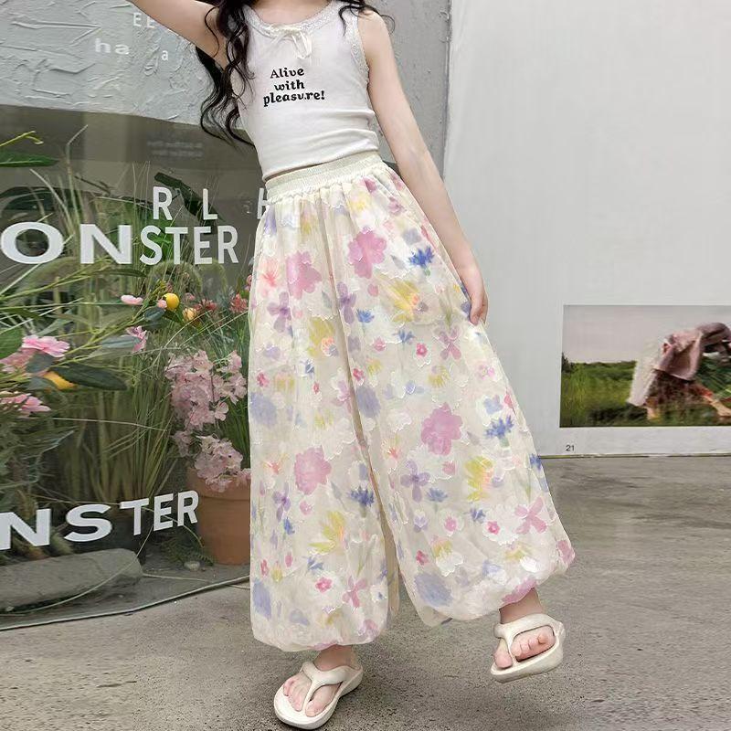 Girls Summer Ice Silk Mosquito Proof Pants Thin Breathable Casual Trousers For Big Kids 120