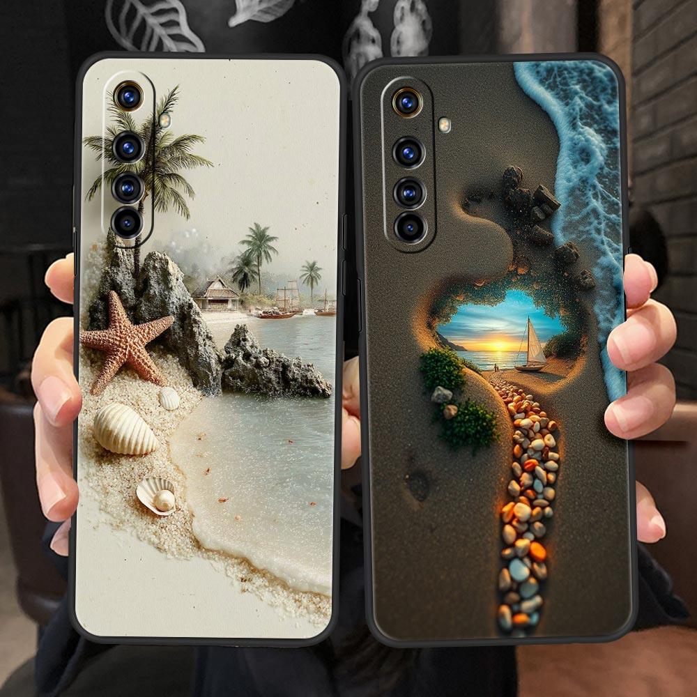 Ocean Coastal Seashell Seaweed Pattern Case For Realme C67 C63 C55 C53 C35 C25 C21 GT 3 5 6 10 11 12 13 Pro Soft TPU Phone Cover