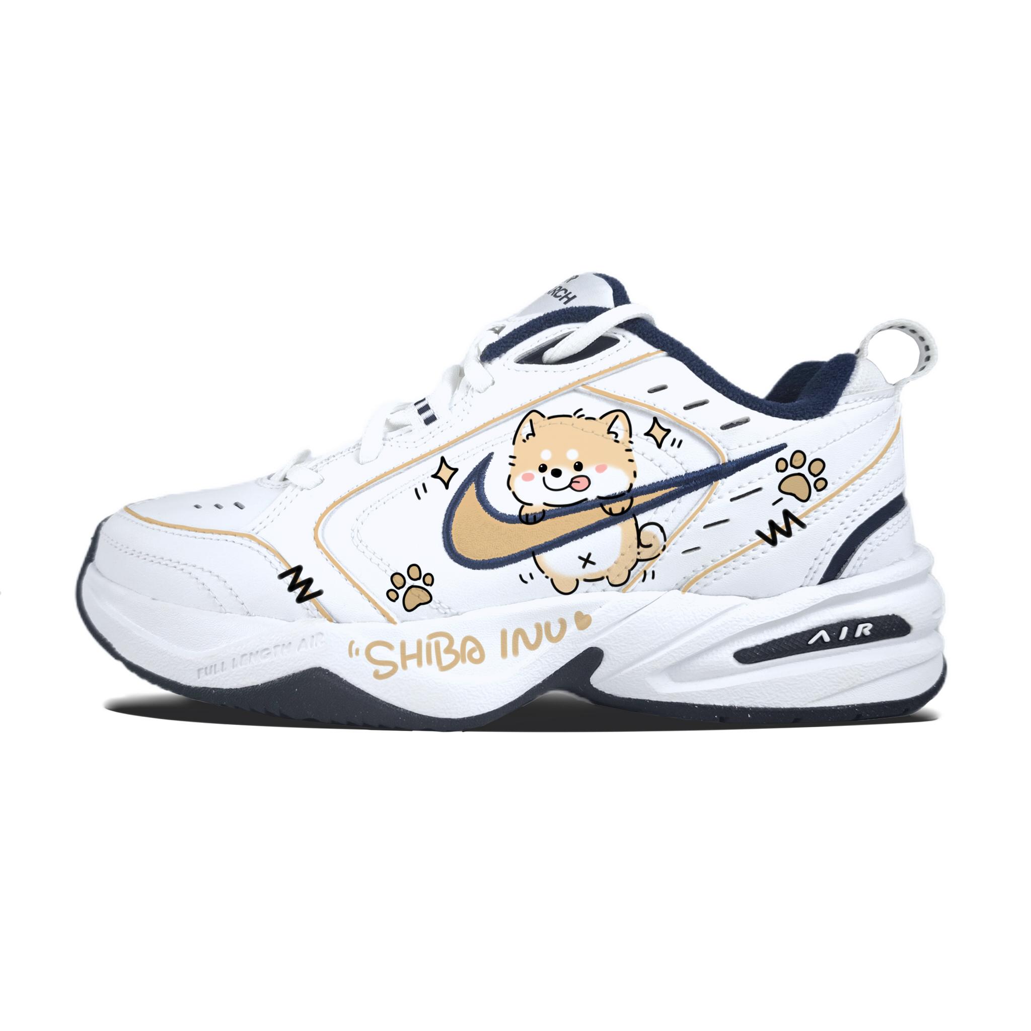 

Nike Air Monarch 4 Playing Puppy Abrasion Resistant Chunky Sneakers Unisex White 415445-102(team1063-) 44