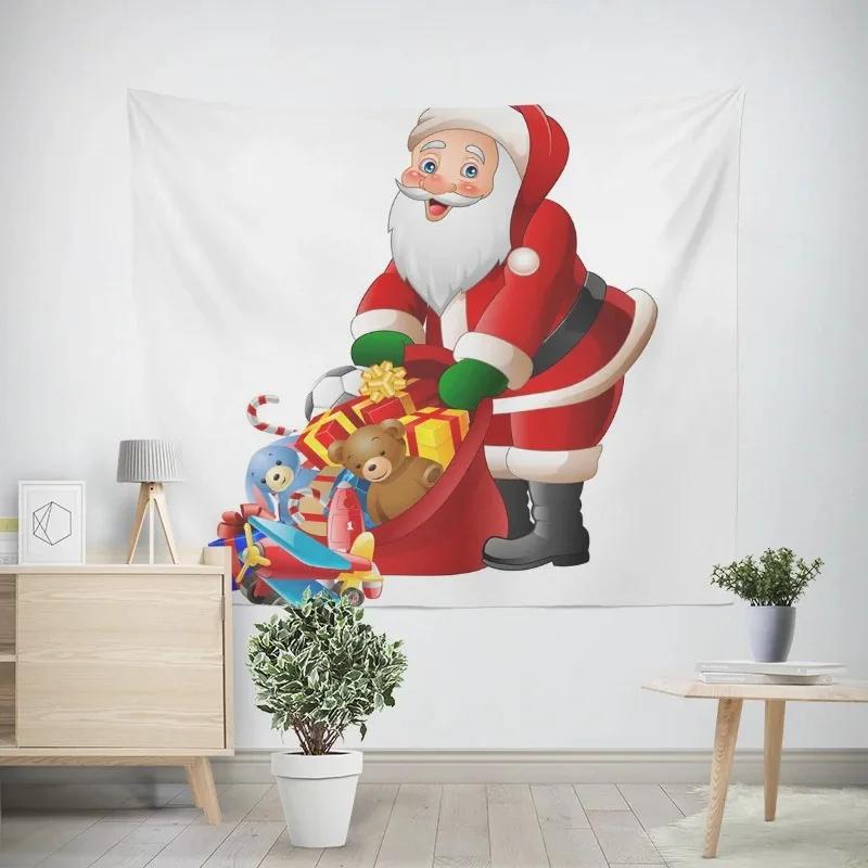 Neujahr Weihnachten Cartoon Weihnachtsmann Schlitten Muster Wandteppich Wohnzimmer Sofa Heimdekor Weihnachtsgeschenk