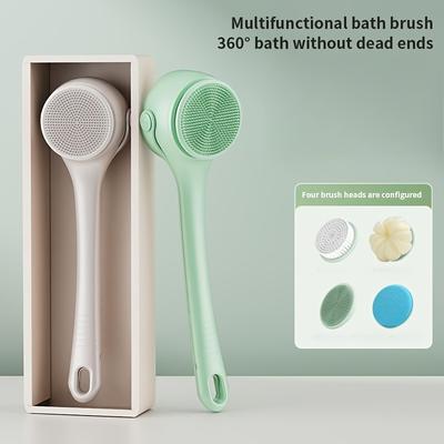 Four In One Electric Silicone Double Handle Bath Brush, with Long Handle Electric Back To Back Shower Brush, Body Dual Handle Washer