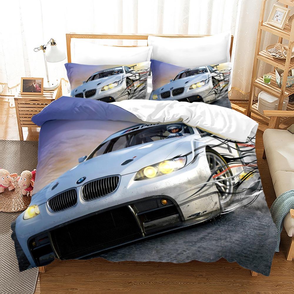 Luxury Car Duvet Cover Set Cartoo Bedding Set for Kids Boys Polyester Bedding Set King Size