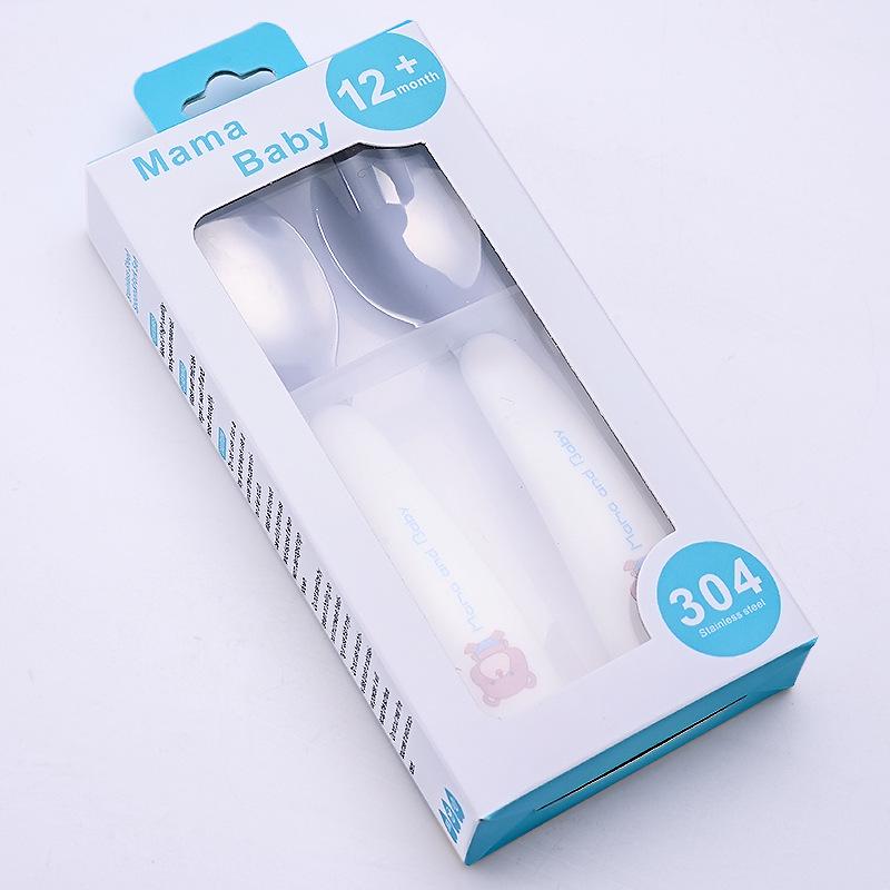 304 Stainless Steel Children's Cartoon Cutlery Set: Baby Feeding Spoon & Fork, Training Spoon & Fork