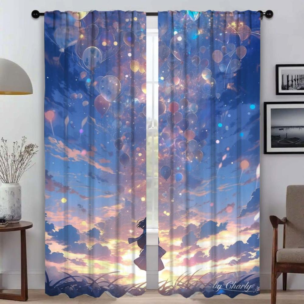 Sky and Ocean Anti-mosquito Curtains for Camera Home Interior Curtains for Living Room Blackout Curtain Shades Partition Kitchen