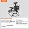 Folding Knee Scooter, Carbon Steel Steerable Knee Walker with Height-Adjustable Handlebar & Knee Pad, All-Terrain Solid Wheels, Dual Brakes, Leg
