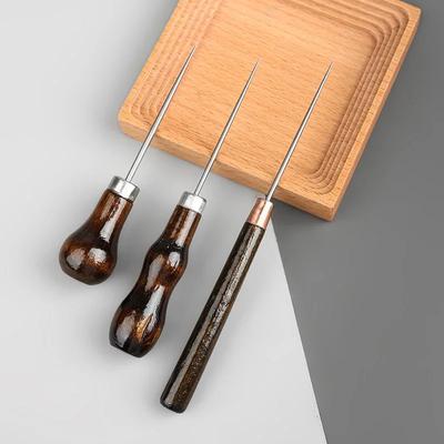 1/3 pièces Alène Professionnelle à Manche en Bois et Cuir Outils DIY pour Artisanat du Cuir Couture Accessoires de Couture Alène à Pointiller pour Couture