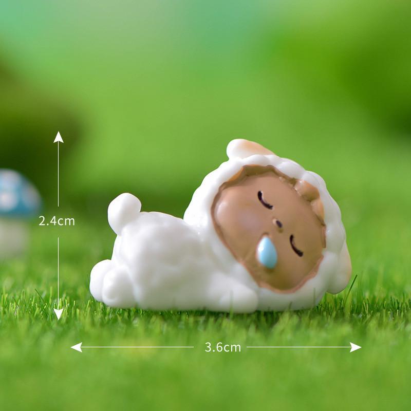 

Ornament Resin Small Sheep Statue Micro Landscape Gardening Desktop Accessories Laying