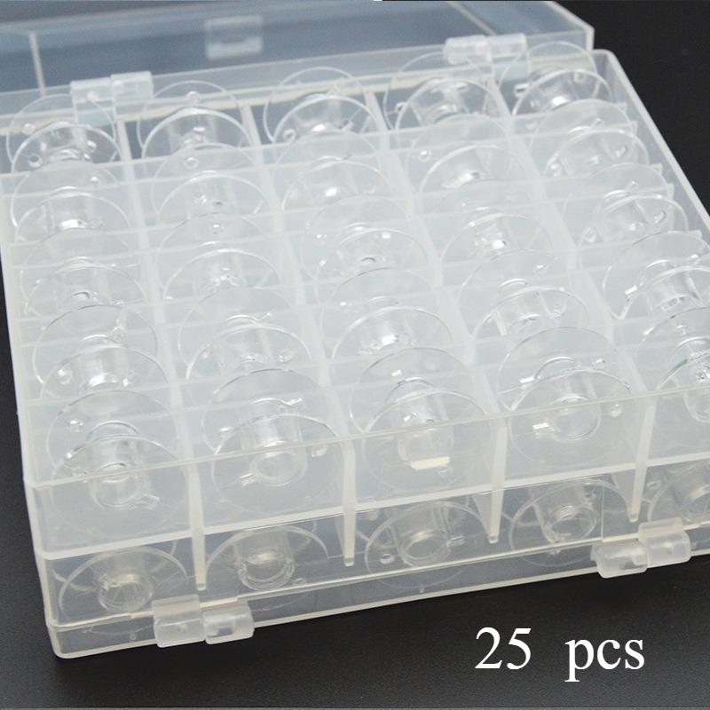 

25 Pcs Metal Sewing Bobbins With Visible Mesh Storage Box For Household DIY Sewing Machine Supplies Thread Organizer Accessories