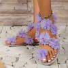 Fashion 2025 Summer Foreign Trade New Large Size Women's Flower Flat Sandals Bohemian Beach Shoes