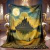 Fantasy Castle Theme Flannel Blanket Soft High-Definition Digital Print Cooling Blanket All-Season Family And Friends Gift Soft Breathable 100% Polyes