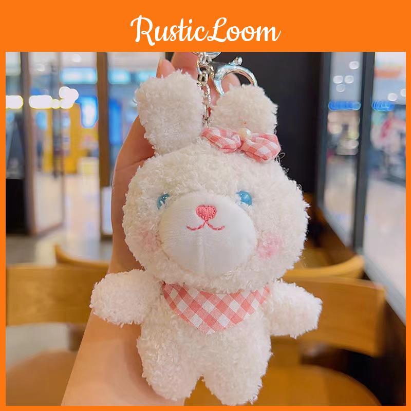 Teddy Rabbit Keychain Cute Cartoon Plush Toy Girls Kid Backpack Ornament Hanging