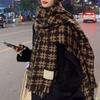 Soft Winter Plaid Scarf Rose Pink Shawl Wrap New Long Tassel Scarves  Women
