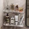 Wall-Mounted Luxury Bathroom Organizer: Punch-Free Washbasin Faucet & Mirror Cosmetics Storage Rack