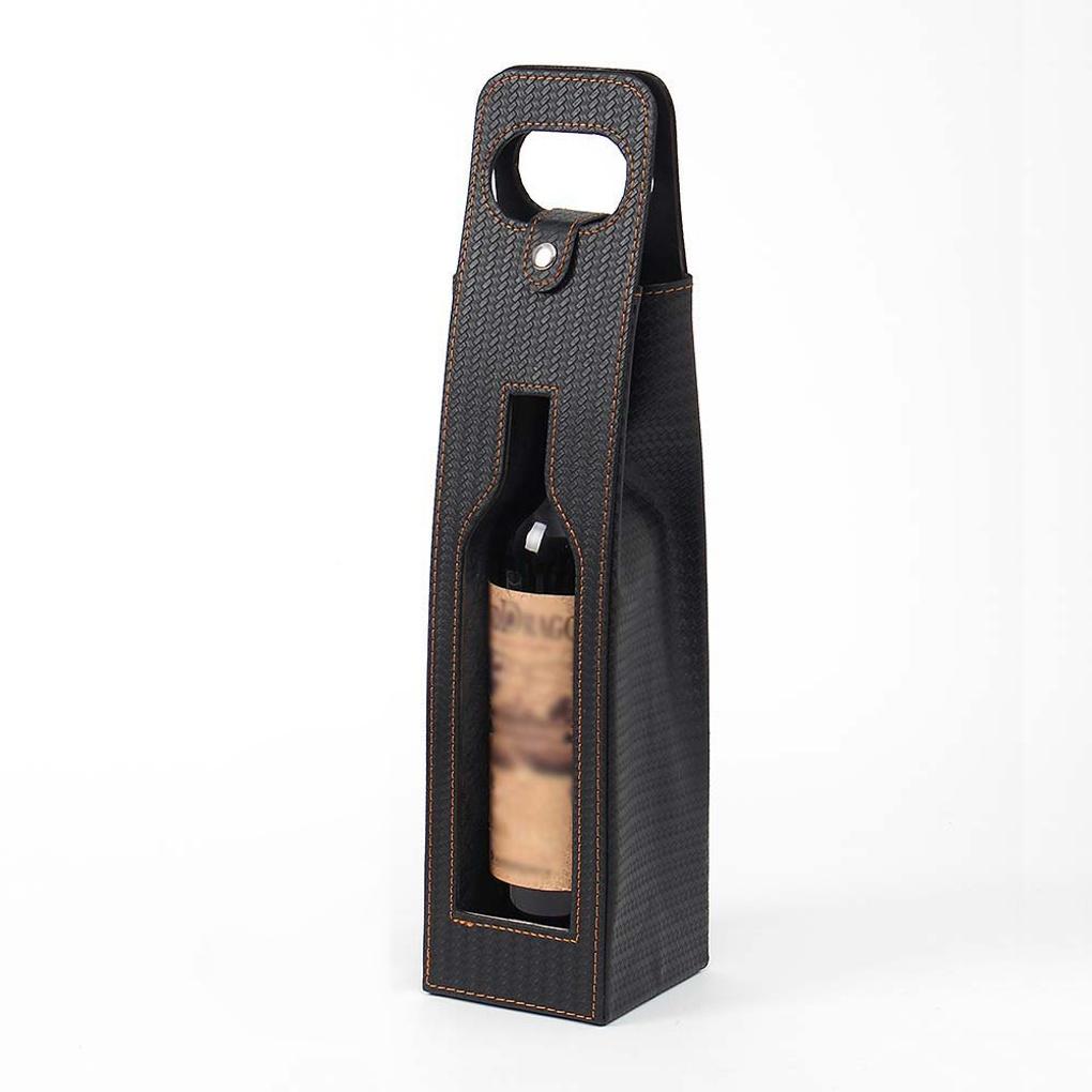 Open Leather Wine Carrier Liquor Packaging Wine Bag