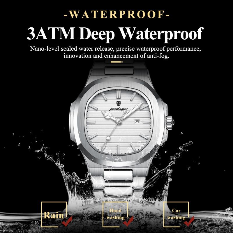 POEDAGAR Montre-bracelet Femme Exquise Étanche Lumineuse Date Mode Montres Dames Acier Inoxydable Montre à Quartz