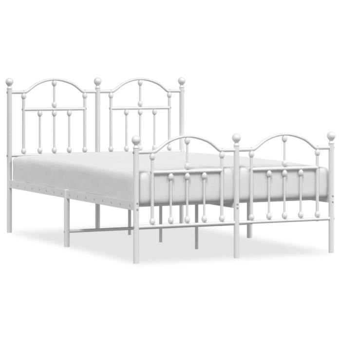 VidaXL Cadre de lit métal avec tête de lit-pied de lit blanc 120x200cm 353504