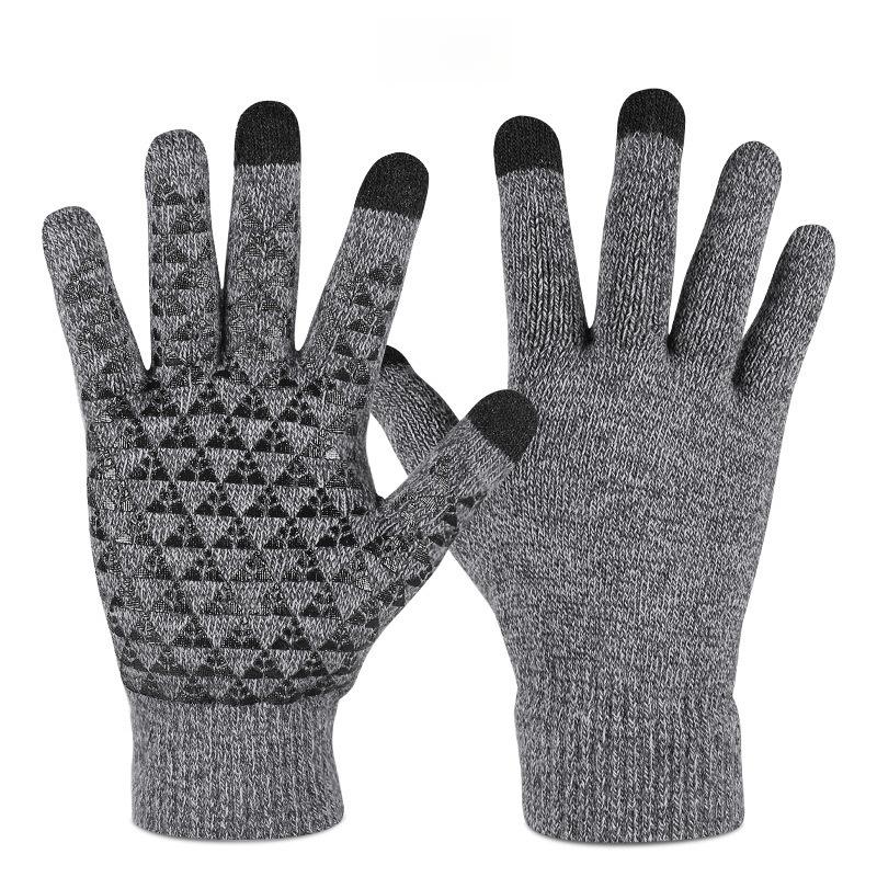 

Men s and Women s Thickened and Velvet Three-finger Touch Screen Gloves, Palm Silicone Non-slip Winter Knitted Warm Touch Screen Gloves one size fits all