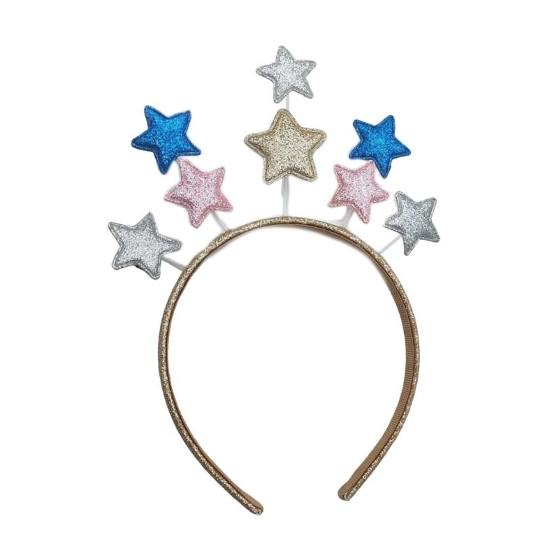 

2024 Happy New Year Headband Glittering Fivepointed Star Hairband Music Festival Headdress Holiday Celebration Headpiece 1