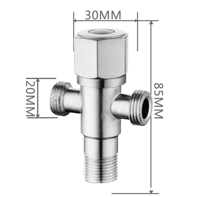 304 Stainless Steel Triangle Valve, One Inlet Two Outlet Water Heater Switch, Three-Way Toilet Stop Valve